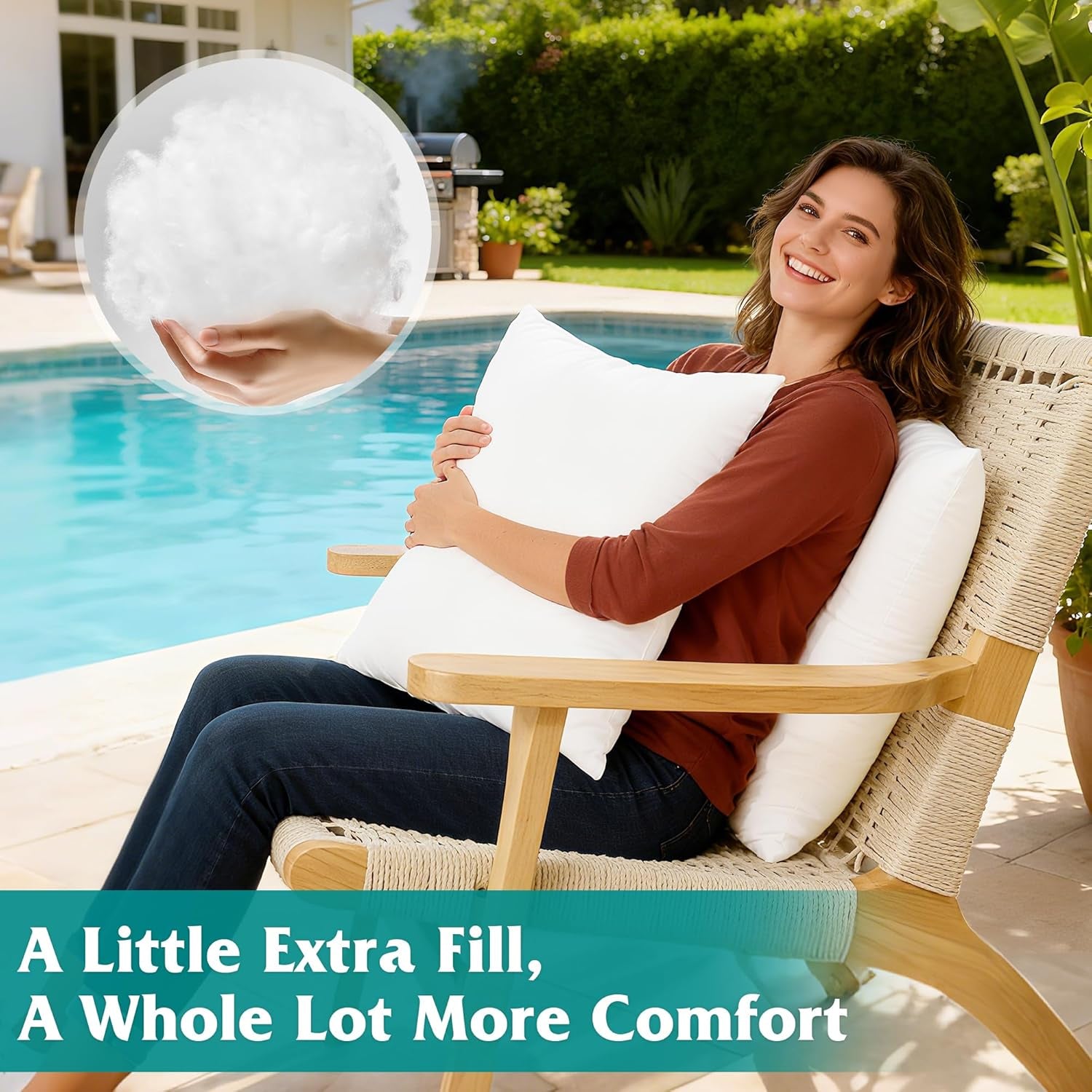 18X18 Waterproof Outdoor Pillow Inserts – Set of 2 Soft & Fluffy, Water Resistant Throw Pillows for Patio, Garden, Porch, or Indoor Decorative