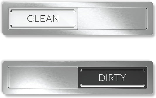 Stainless Steel Clean Dirty Magnet for Dishwasher, Magnetic Dishwasher Clean Dirty Sign with Protective Backing & Adhesives, Kitchen Organizers Decor, Premium Dirty Clean Dishwasher Magnet