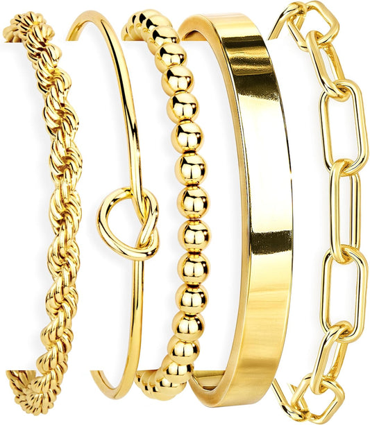 Gold Bracelets Set for Women Non Tarnish