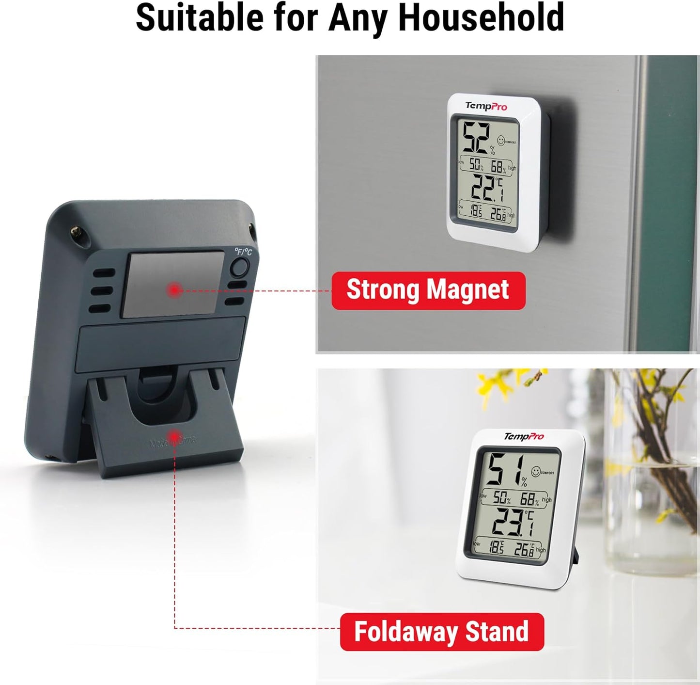 TP50 Digital Hygrometer Indoor Thermometer Room Thermometer and Humidity Gauge with Temperature Humidity Monitor