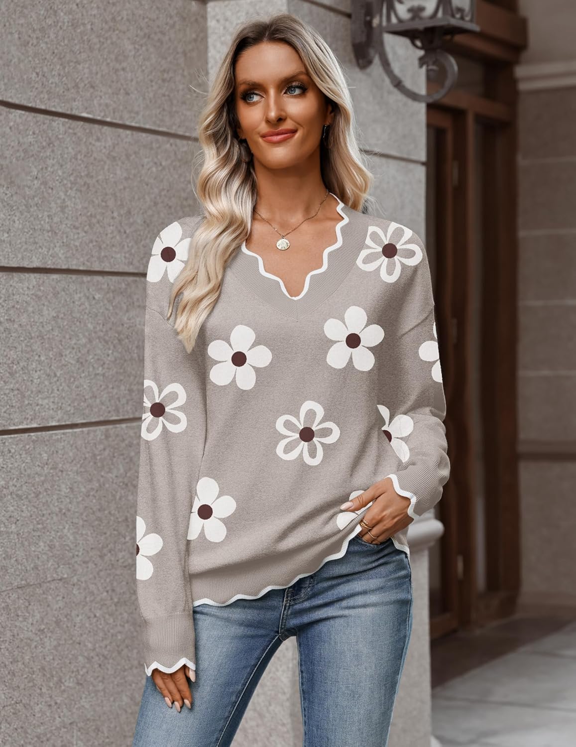 Women'S 2026 Fall V Neck Sweater Casual