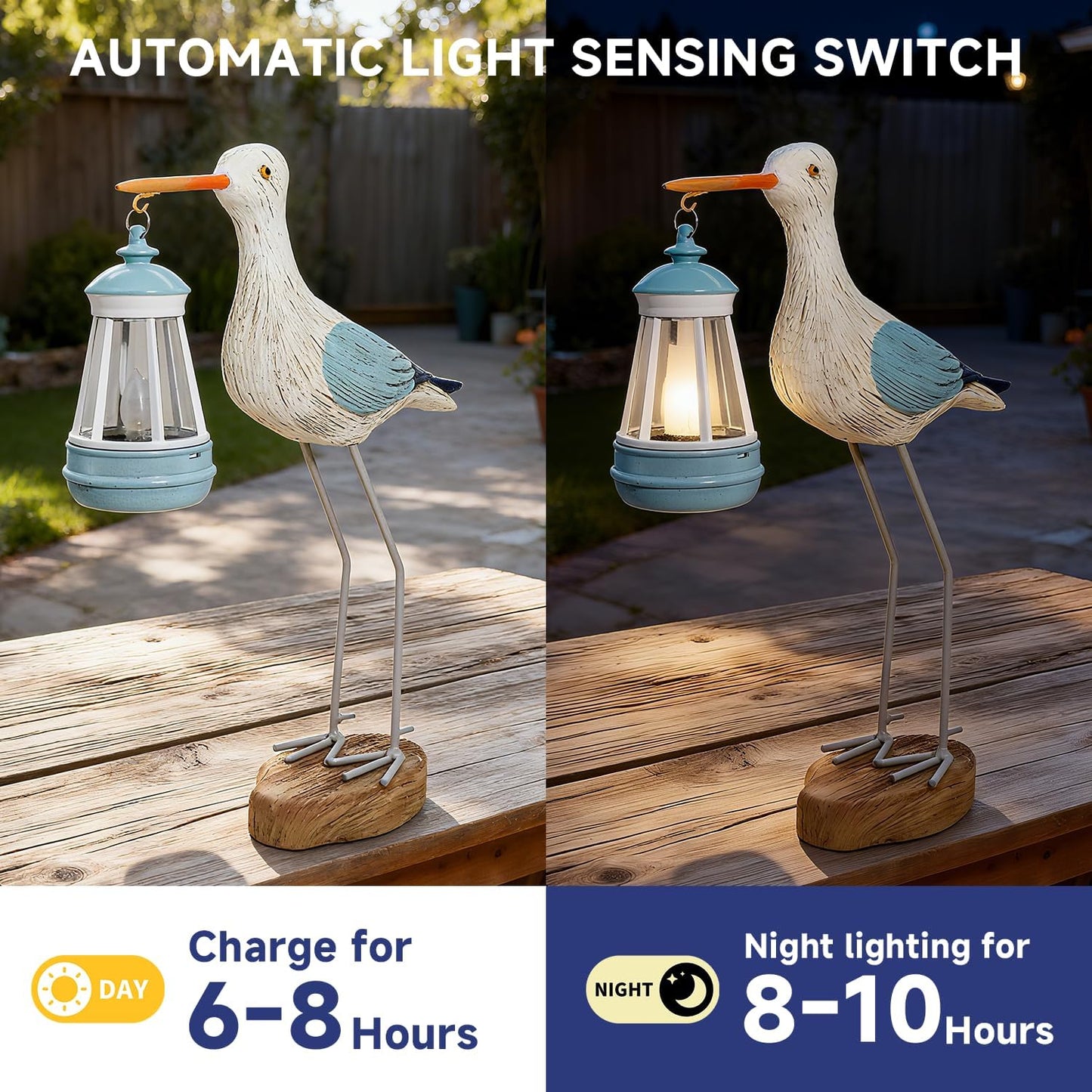 Solar Seagull Statues for Garden