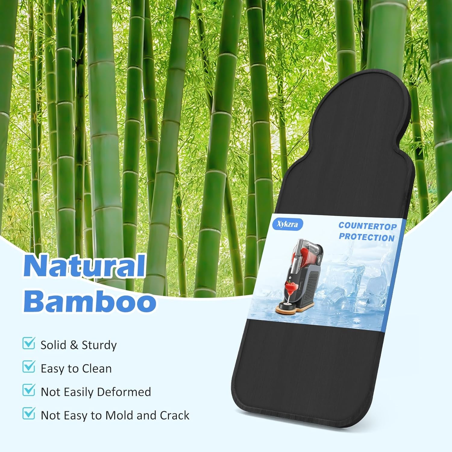 Slider Mat for Ninja Slushie Machine FS301 - Bamboo Sliding Pad Compatible with Ninja Frozen Drink Maker, Appliance Slider for Ninja Slushy Accessories, for Home Kitchen Office, Black