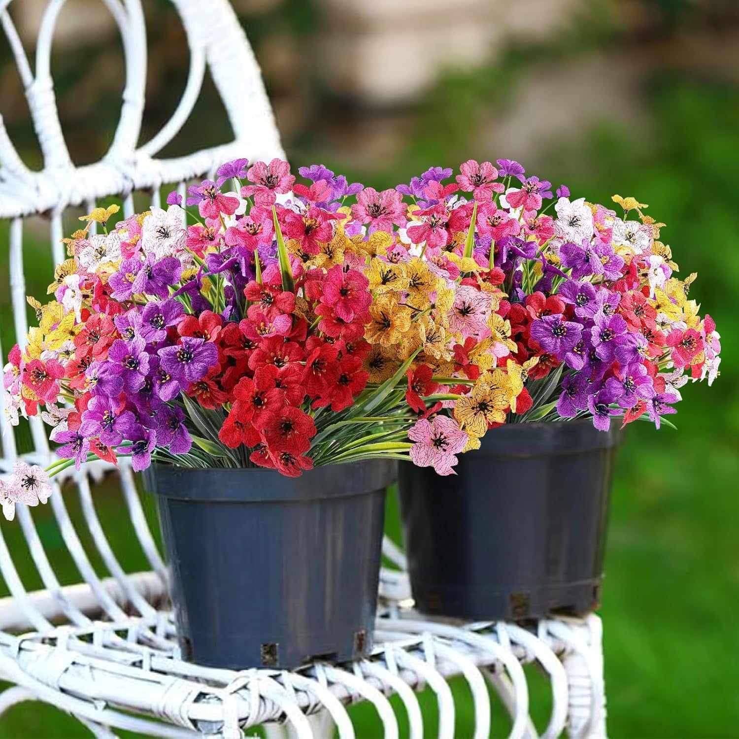 24 Bundles Artificial Flowers for Outdoor