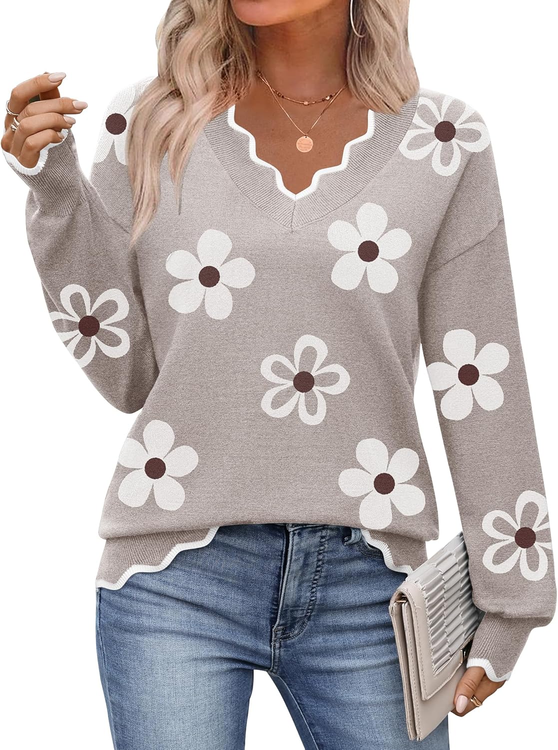 Women'S 2026 Fall V Neck Sweater Casual