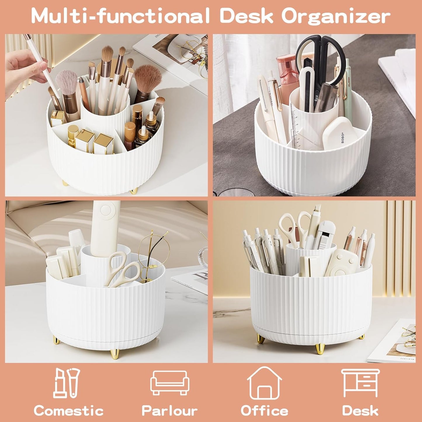 360° Rotate Makeup Brush Holder Organizer