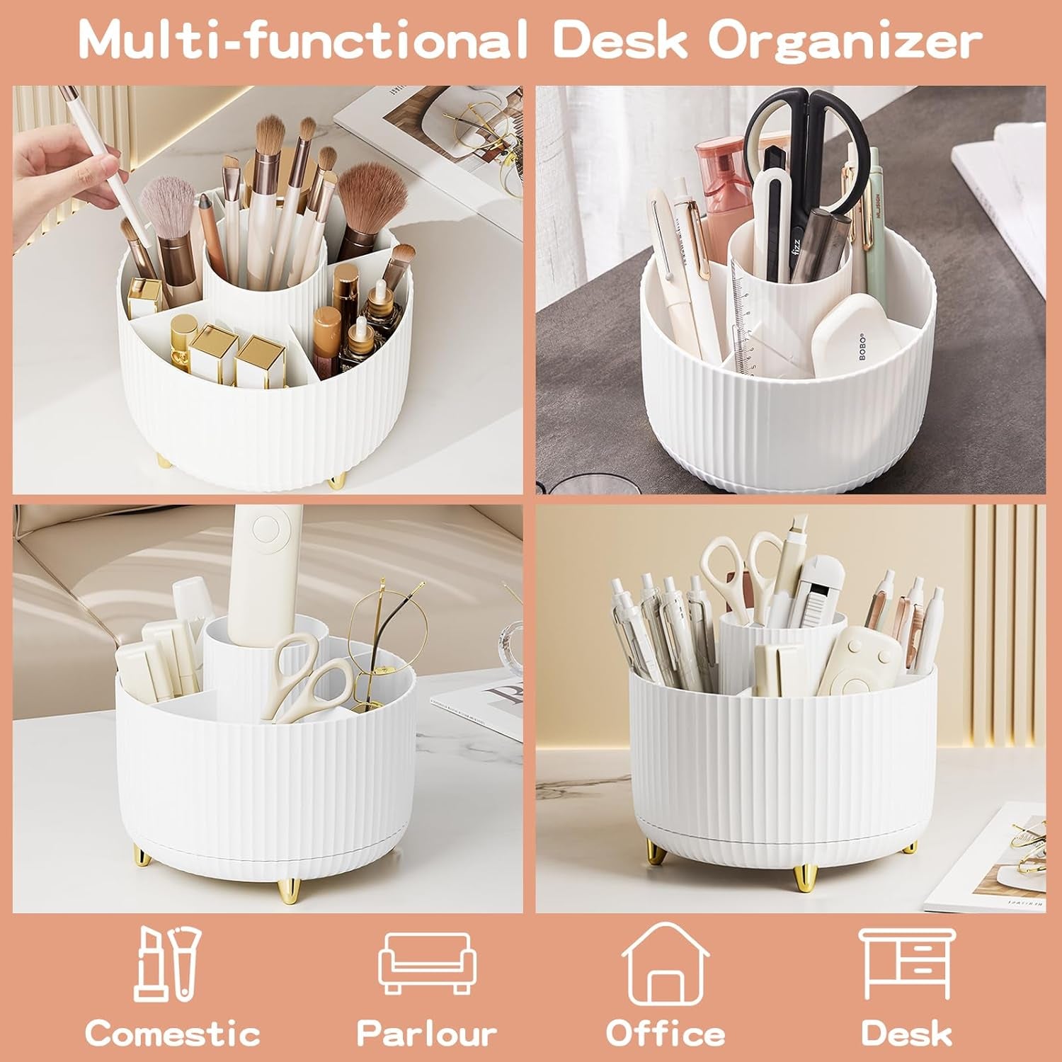 360° Rotate Makeup Brush Holder Organizer