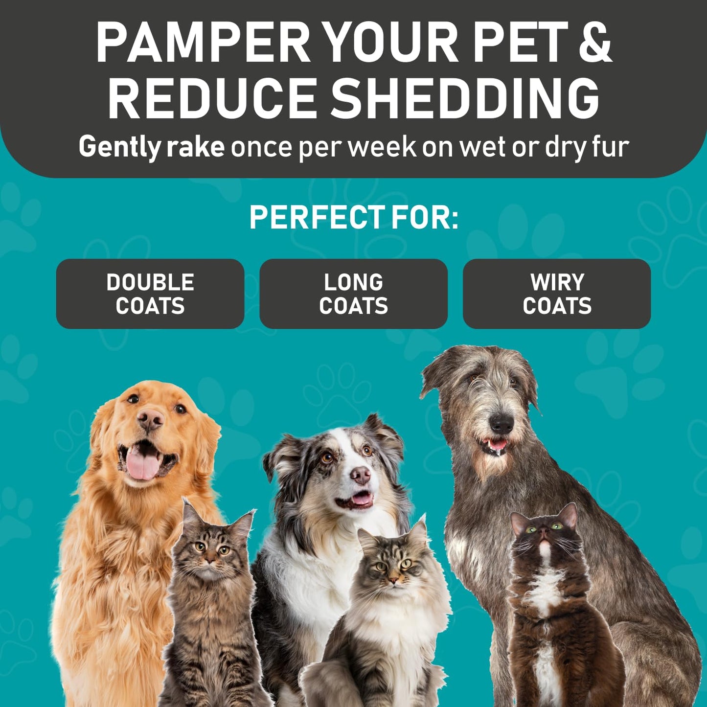 Original Pet Grooming Rake - Double-Sided Deshedding