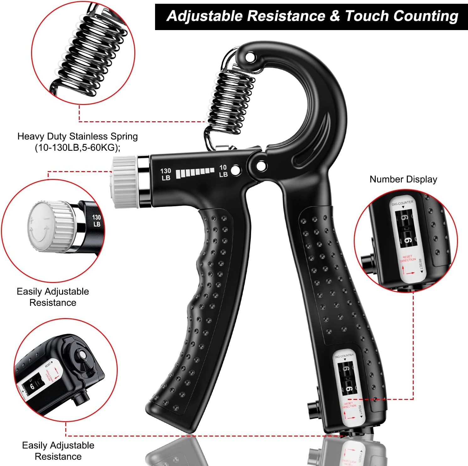 Hand Grip Strengthener 2 Pack Adjustable Resistance