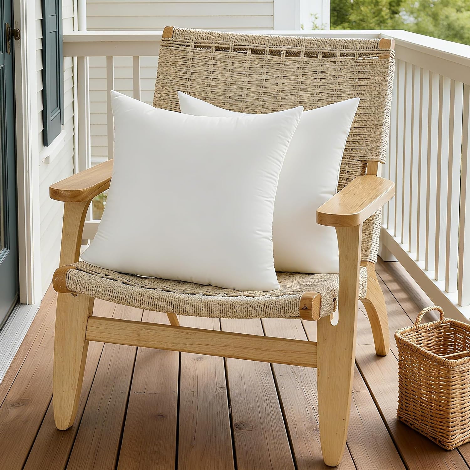 18X18 Waterproof Outdoor Pillow Inserts – Set of 2 Soft & Fluffy, Water Resistant Throw Pillows for Patio, Garden, Porch, or Indoor Decorative