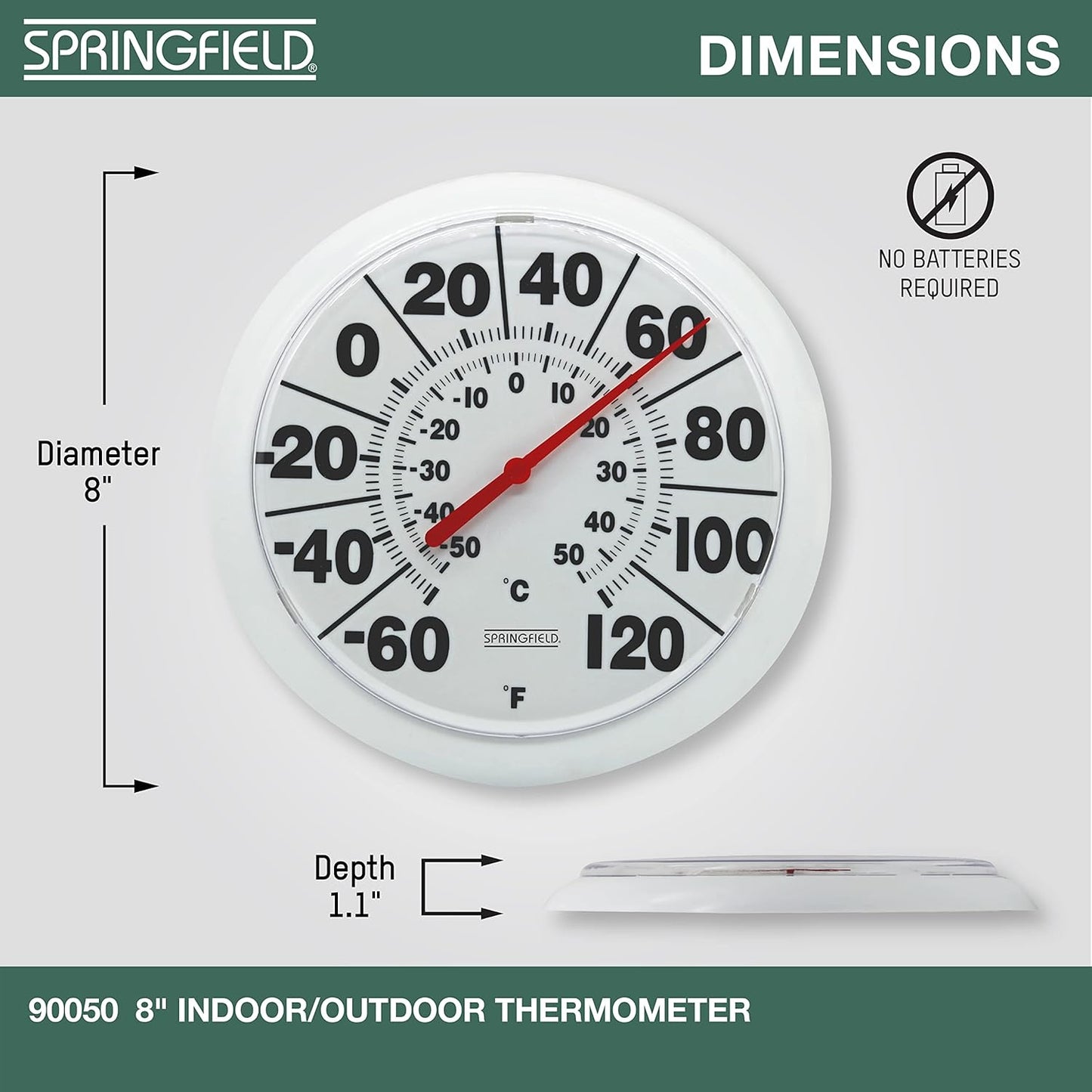 Indoor Outdoor Big and Bold Dial Thermometer