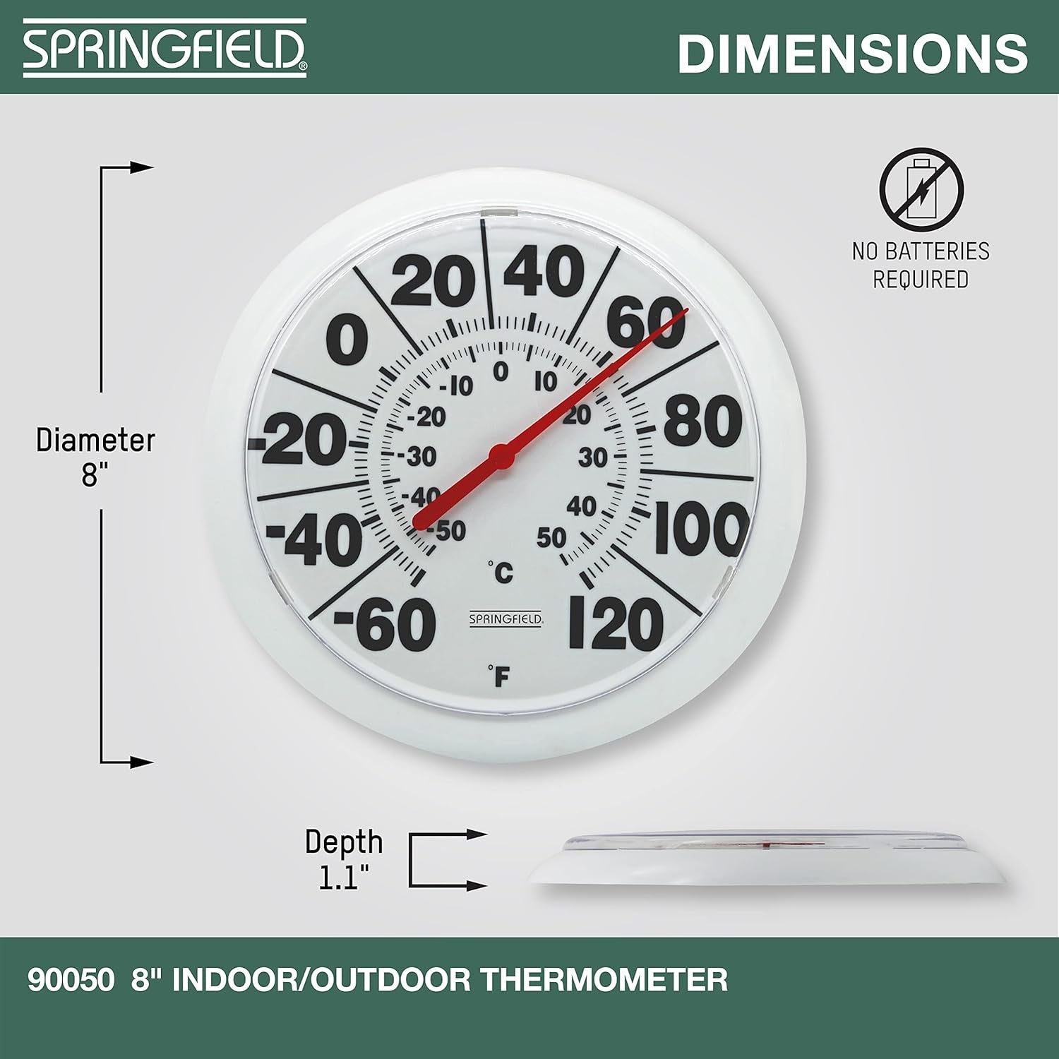 Indoor Outdoor Big and Bold Dial Thermometer