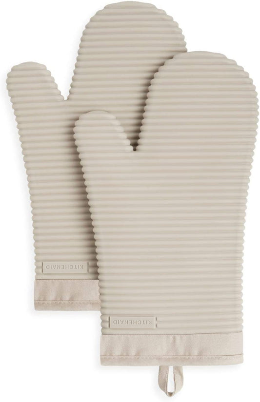 Ribbed Silicone Oven Mitts Set