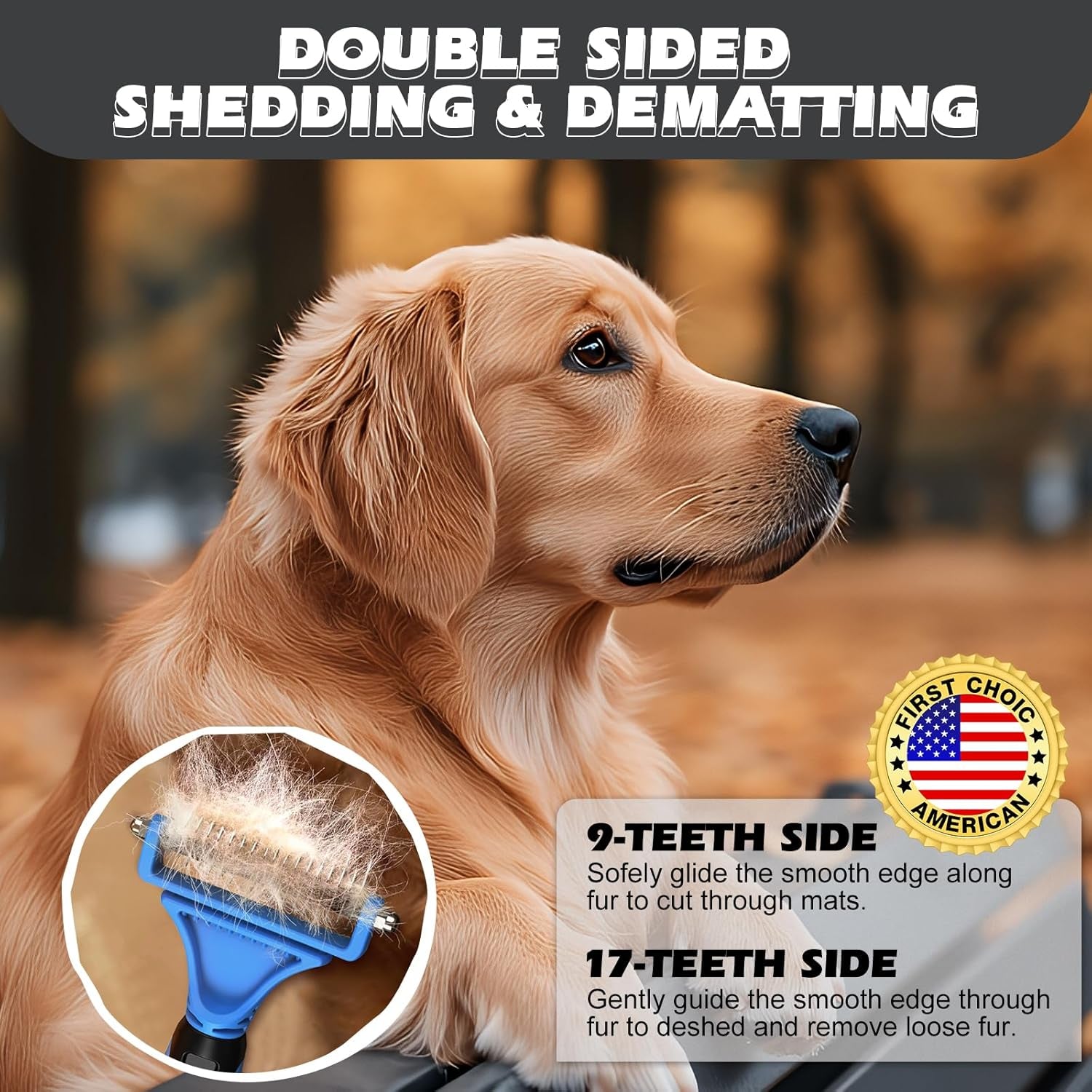 3PCS Pet Grooming Rake & Metal Comb & Flea Comb
