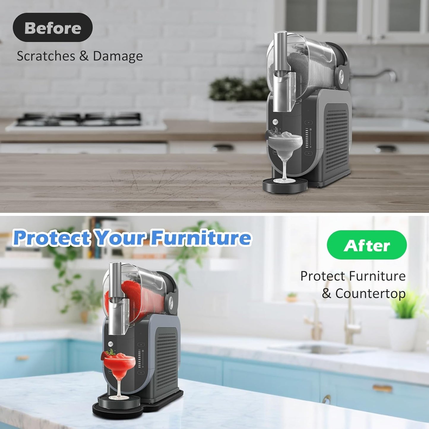 Slider Mat for Ninja Slushie Machine FS301 - Bamboo Sliding Pad Compatible with Ninja Frozen Drink Maker, Appliance Slider for Ninja Slushy Accessories, for Home Kitchen Office, Black