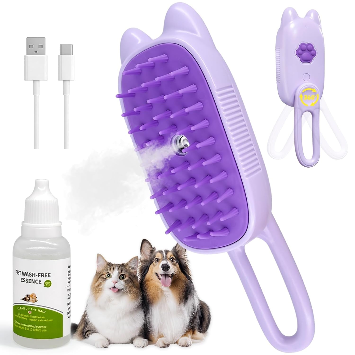 Pet Steam Brush for Dogs and Cats