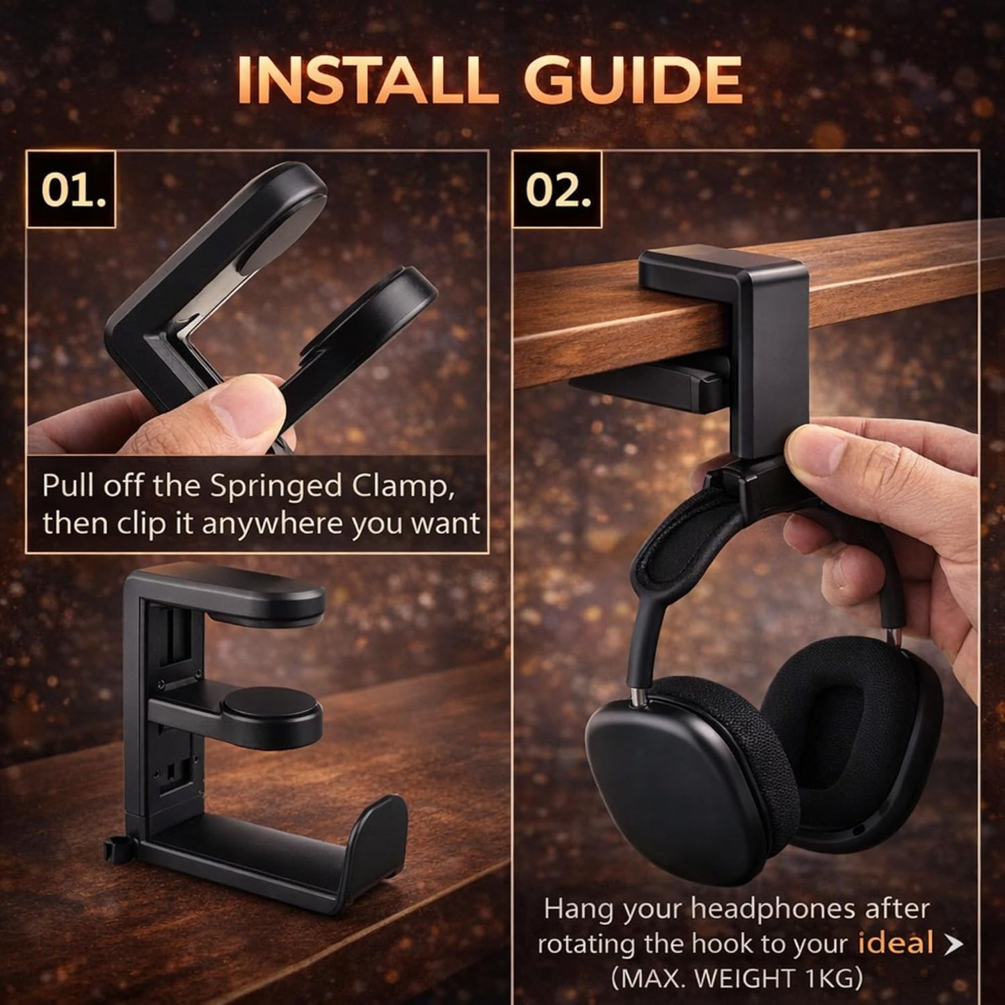 EURPMASK Rotating Headphone Stand