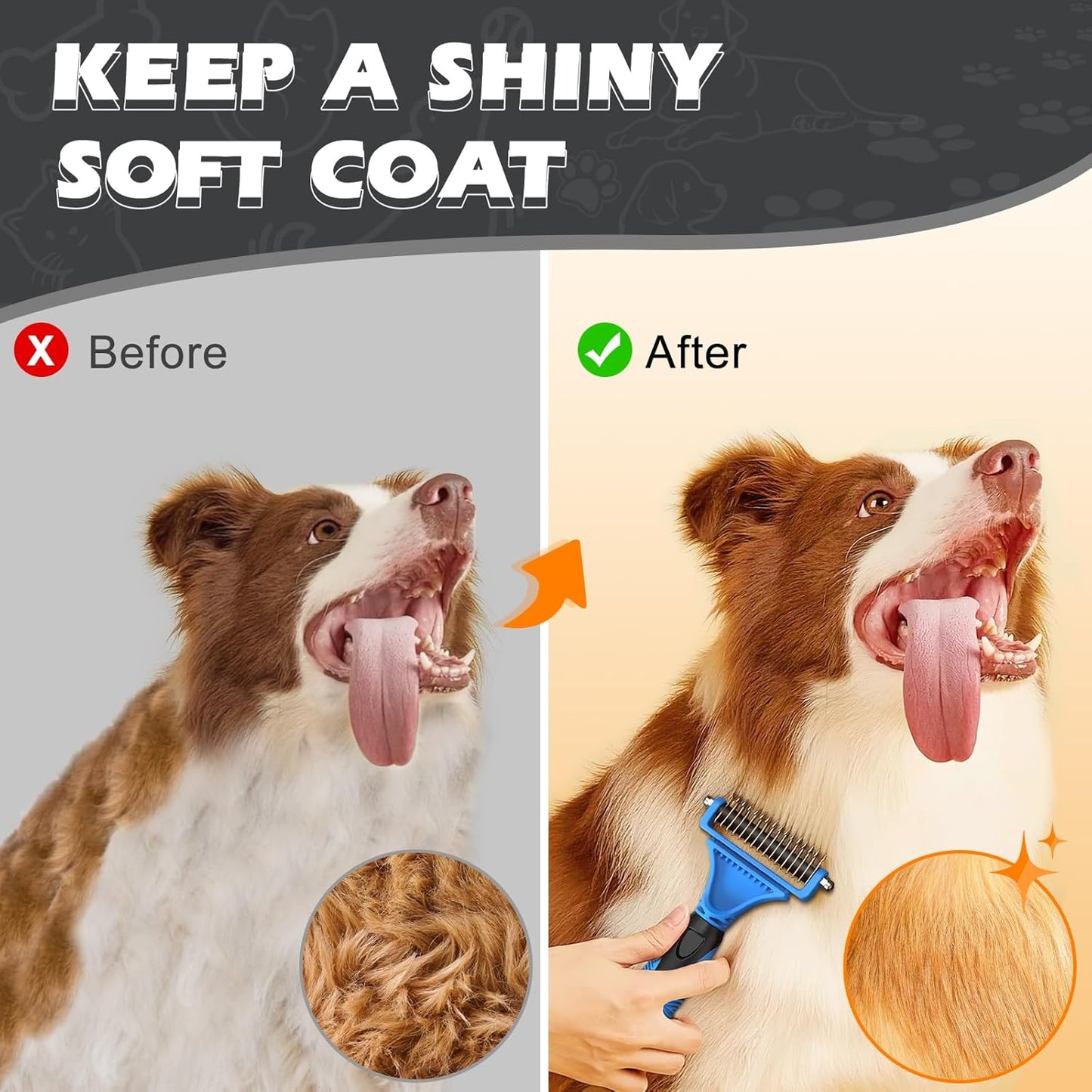 3PCS Pet Grooming Rake & Metal Comb & Flea Comb