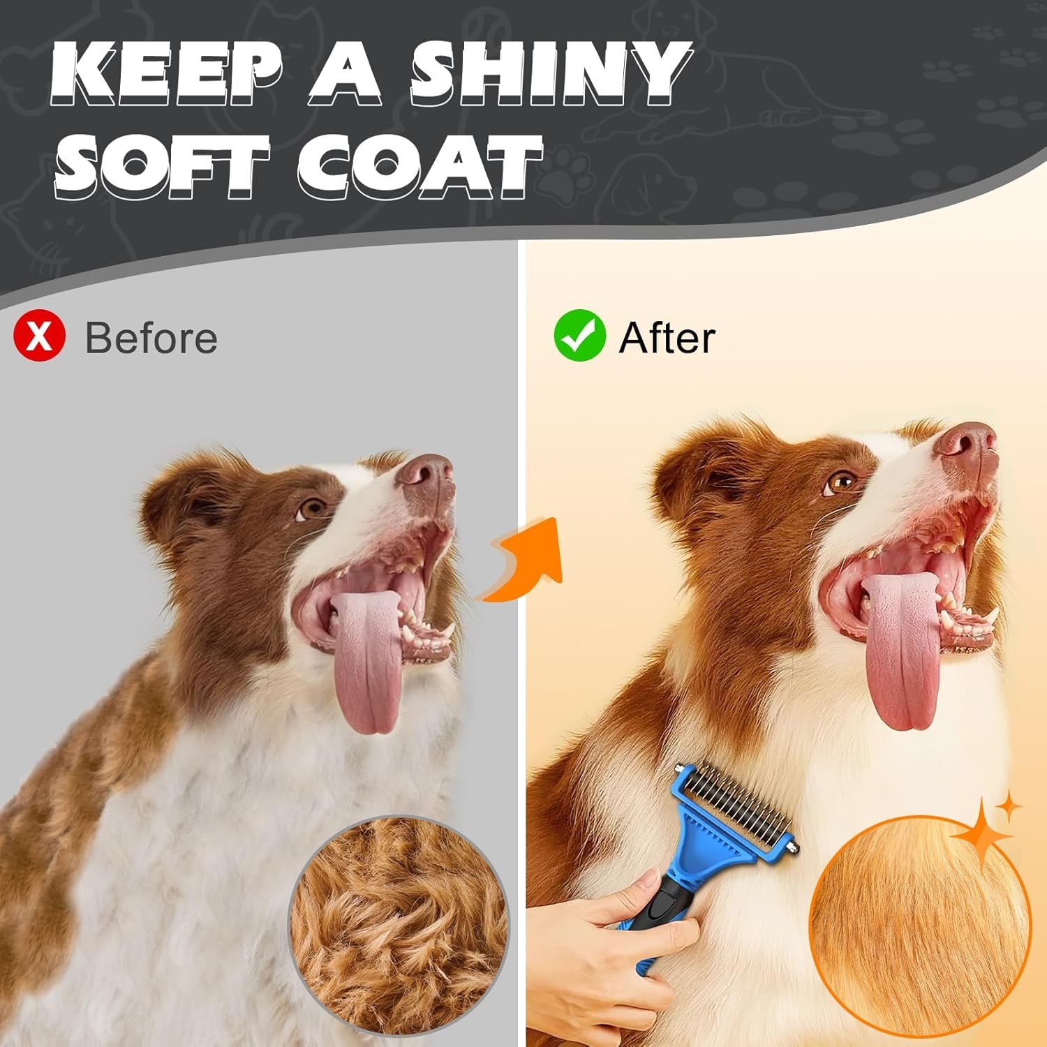 3PCS Pet Grooming Rake & Metal Comb & Flea Comb