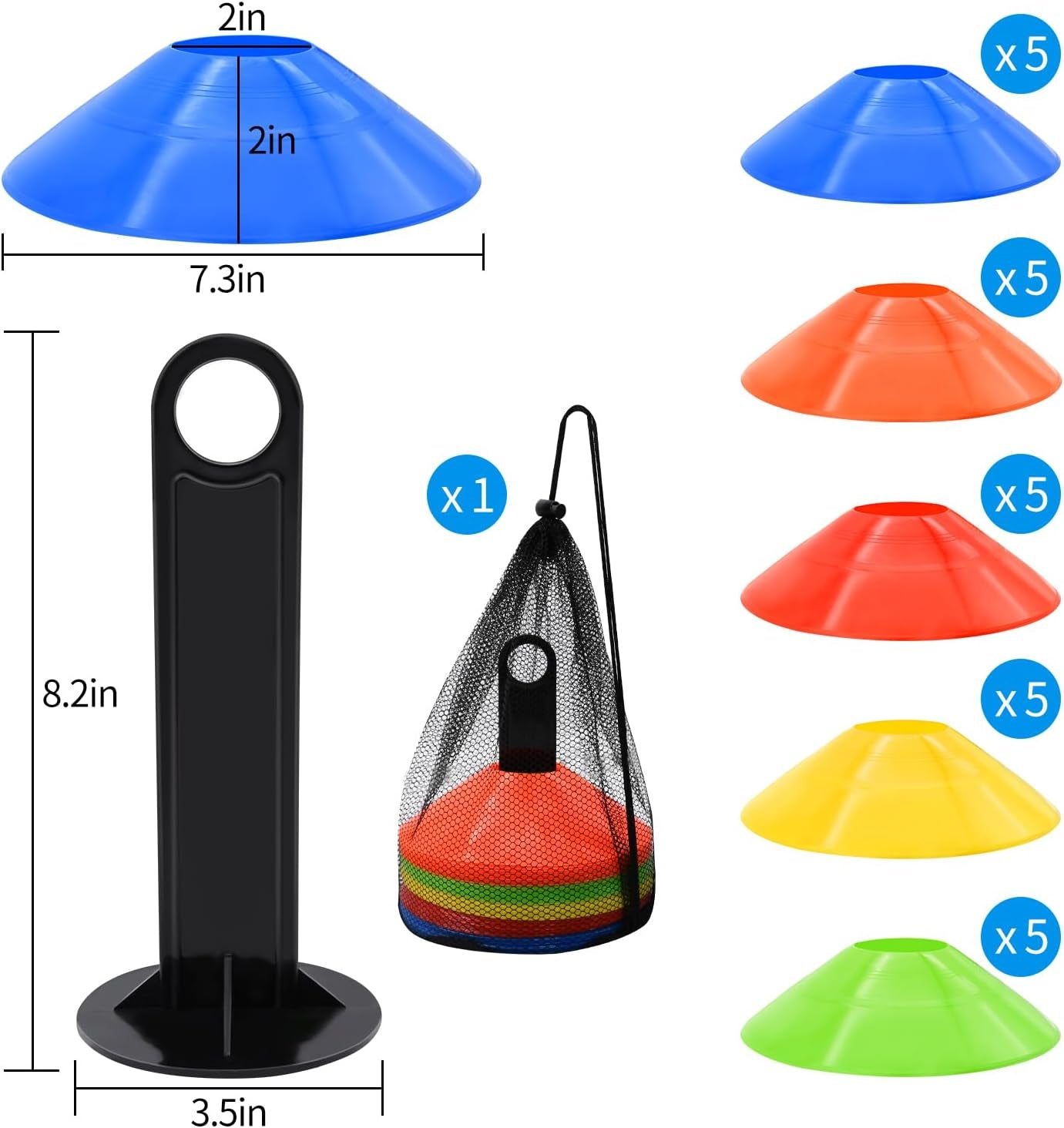 25/50/100Pcs Disc Cones, Agility Soccer Cones