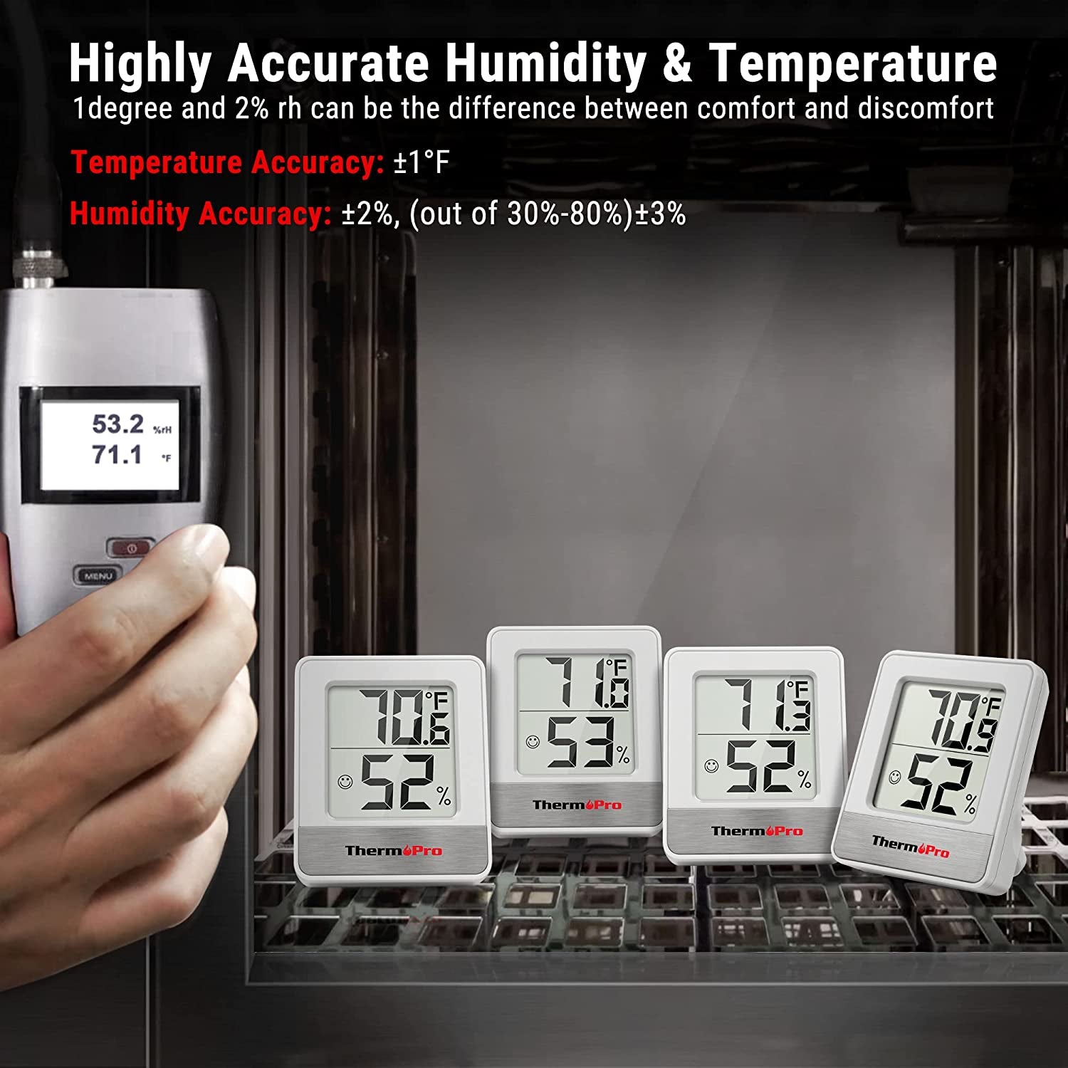 TP49 3 Pieces Digital Hygrometer Indoor Thermometer Humidity Meter Mini Hygrometer with Temperature and Humidity Monitor Outdoor and Room Thermometer Weather Station