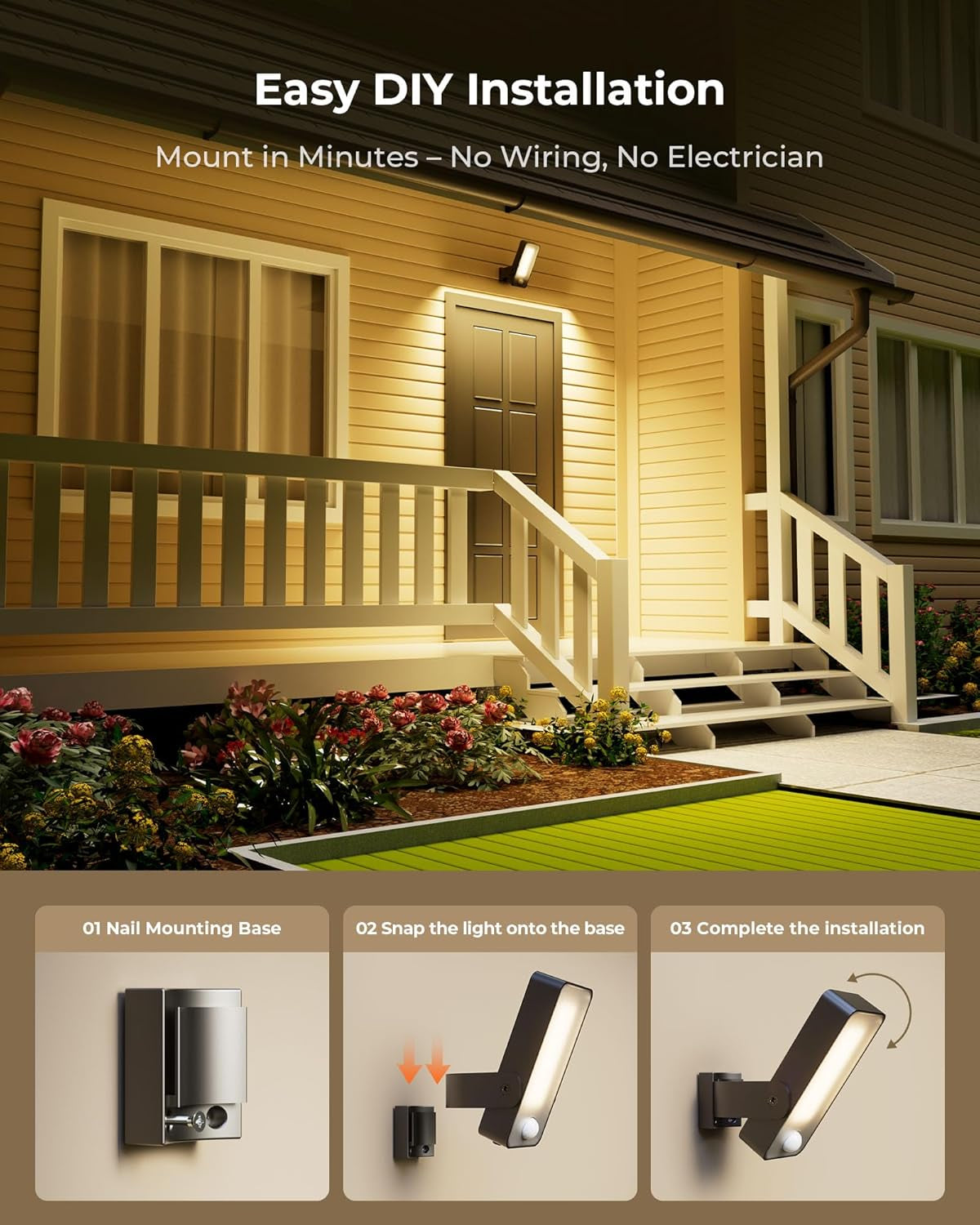 Motion Sensor Outdoor Light, 10000Mah