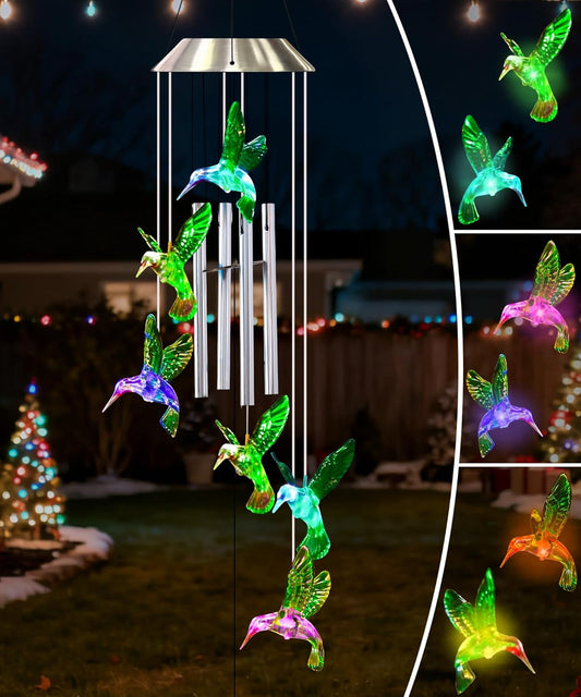 Wind Chimes for Outside: Tubes Memorial Wind Bell Valentines Day Gifts for Her Wife Women Mom Grandma Birthday - Yard Garden Indoor Outdoor Decor (Hummingbird)
