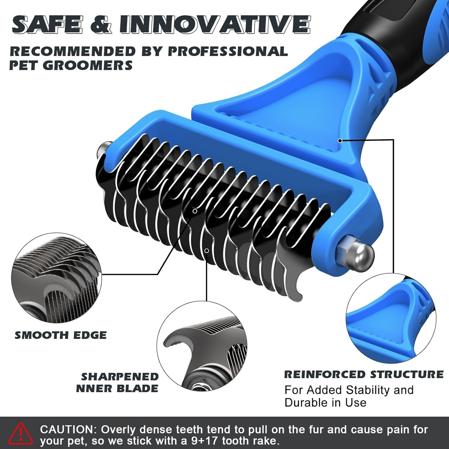 3PCS Pet Grooming Rake & Metal Comb & Flea Comb
