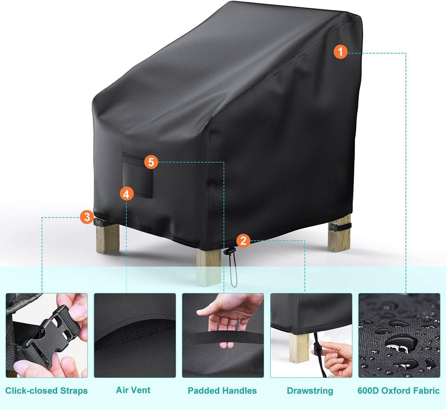 Patio Chair Covers for Outdoor Furniture Waterproof 2 Pack