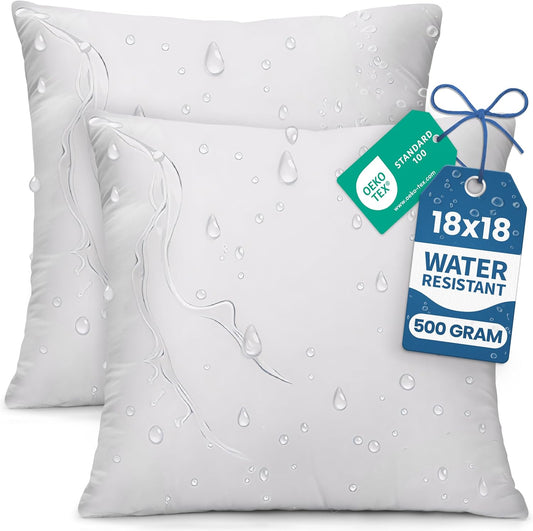 Outdoor Pillow Inserts 18 X 18 Inches (Pack of 2, White)