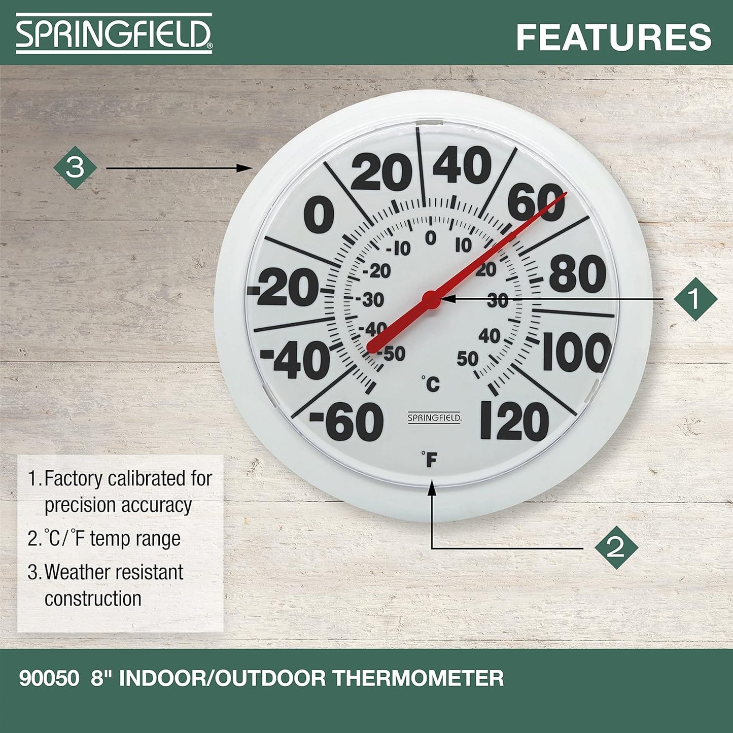 Indoor Outdoor Big and Bold Dial Thermometer