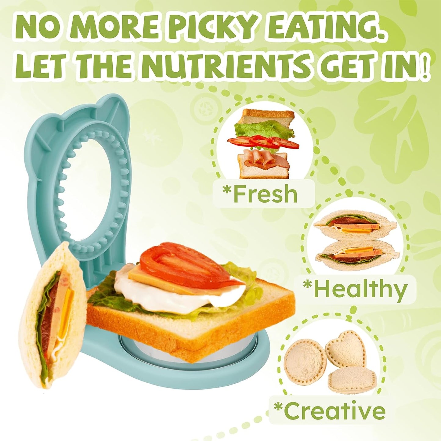 Uncrustables Sandwich Maker Sealer Cutter, Crustless Sandwich Cutter, PB&J Uncrustable Maker - Grey Square Shape + Blue round Shape