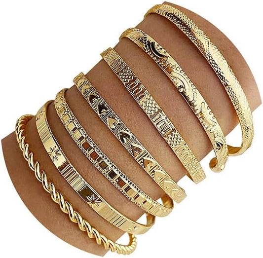 14K Gold Plated Stackable Bangle Set