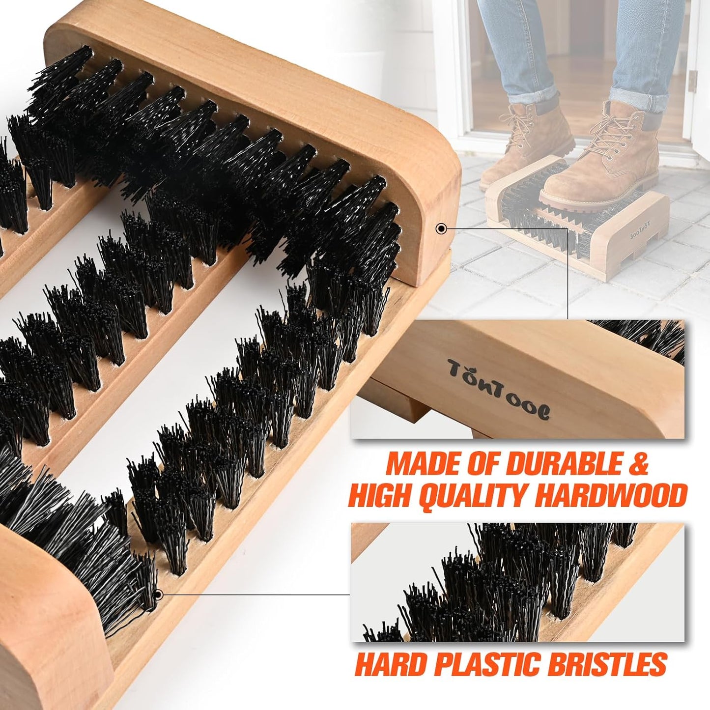 Wooden Boot Brush Scraper Outdoor - Boot Scrubber