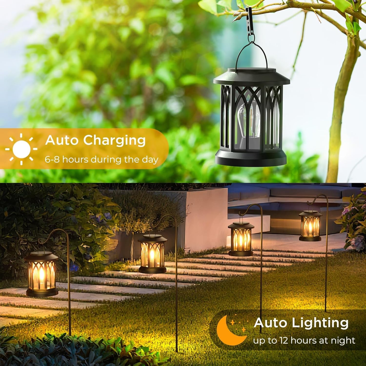 Solar Lanterns Outdoor Waterproof, Upgraded Bright