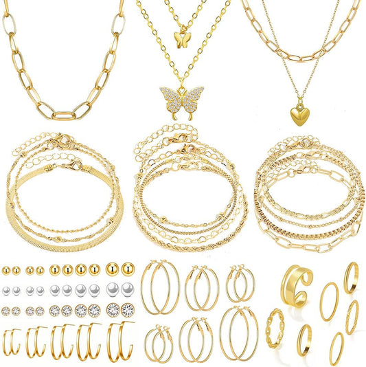 47Pcs Gold Jewelry Set for Women