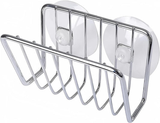 Sponge Holder for Kitchen Sink, Stainless Steel Suction Cup Sponge Caddy - Silver