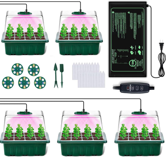 Seed Starter Tray with Heat Mat and Grow Light