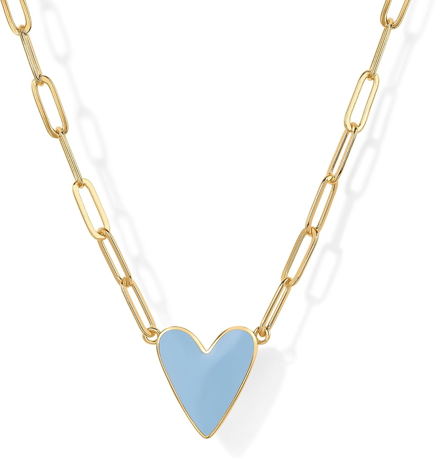 14K Gold Plated Heart Enamel Pendant Necklace