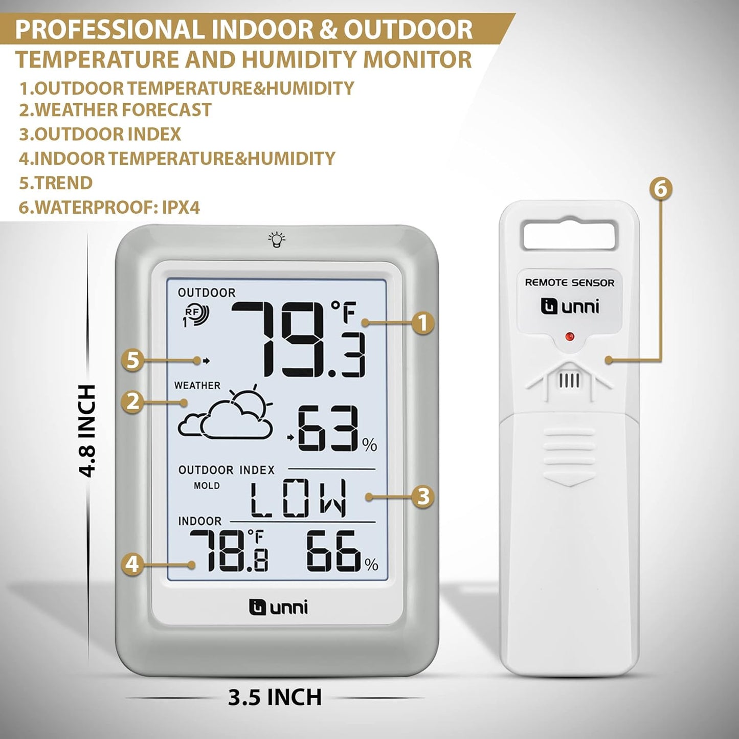 Indoor Outdoor Thermometer Hygrometer Wireless Weather Station