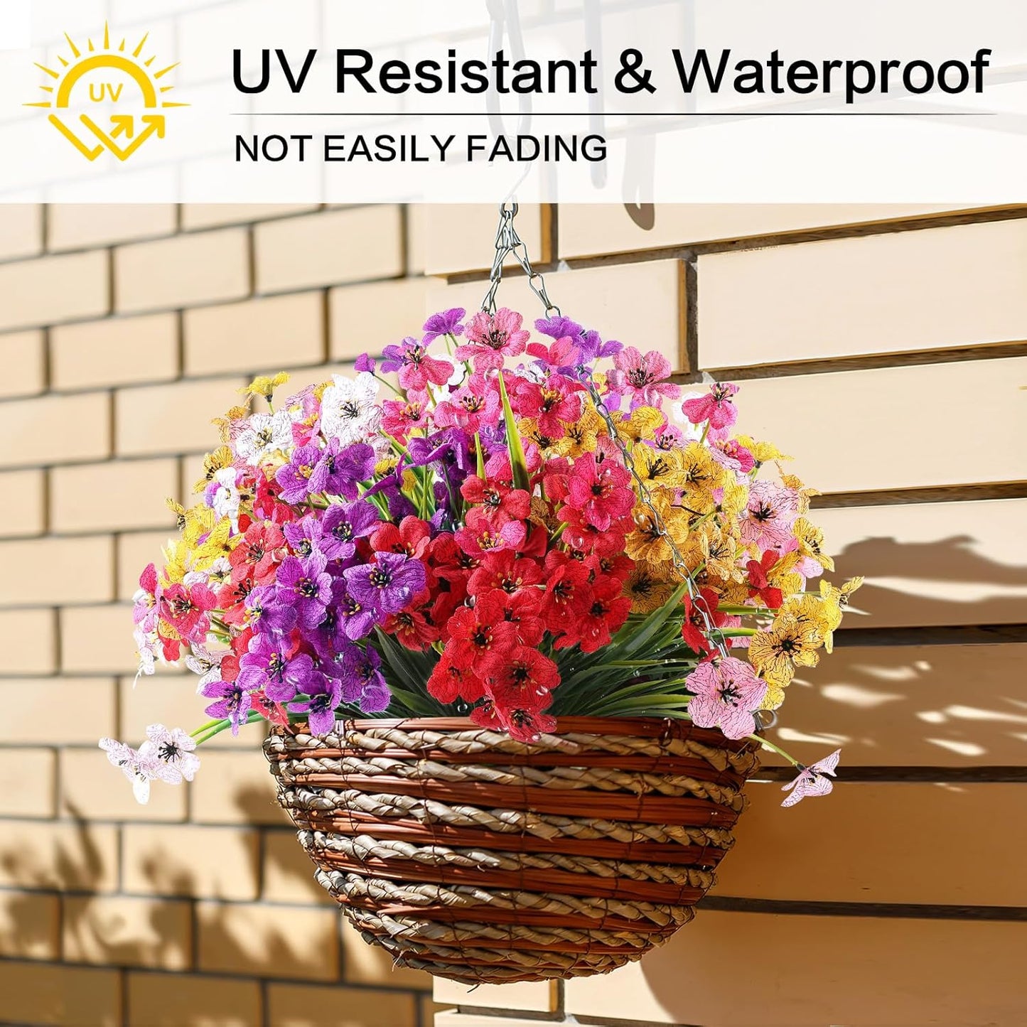 24 Bundles Artificial Flowers for Outdoor