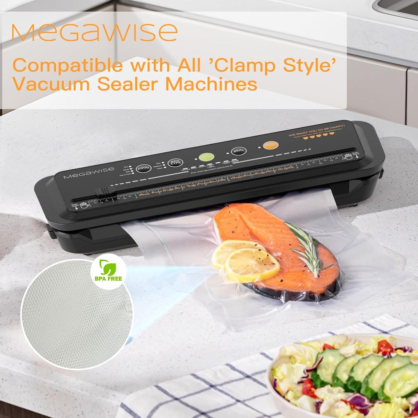 Vacuum Sealer Machine Bags, 6 Inch Wide and 19.6 Feet Long for  & Other Brand Vacuum Perfect for Meal Prep and Sous Vide Cooking (8"X21.6")