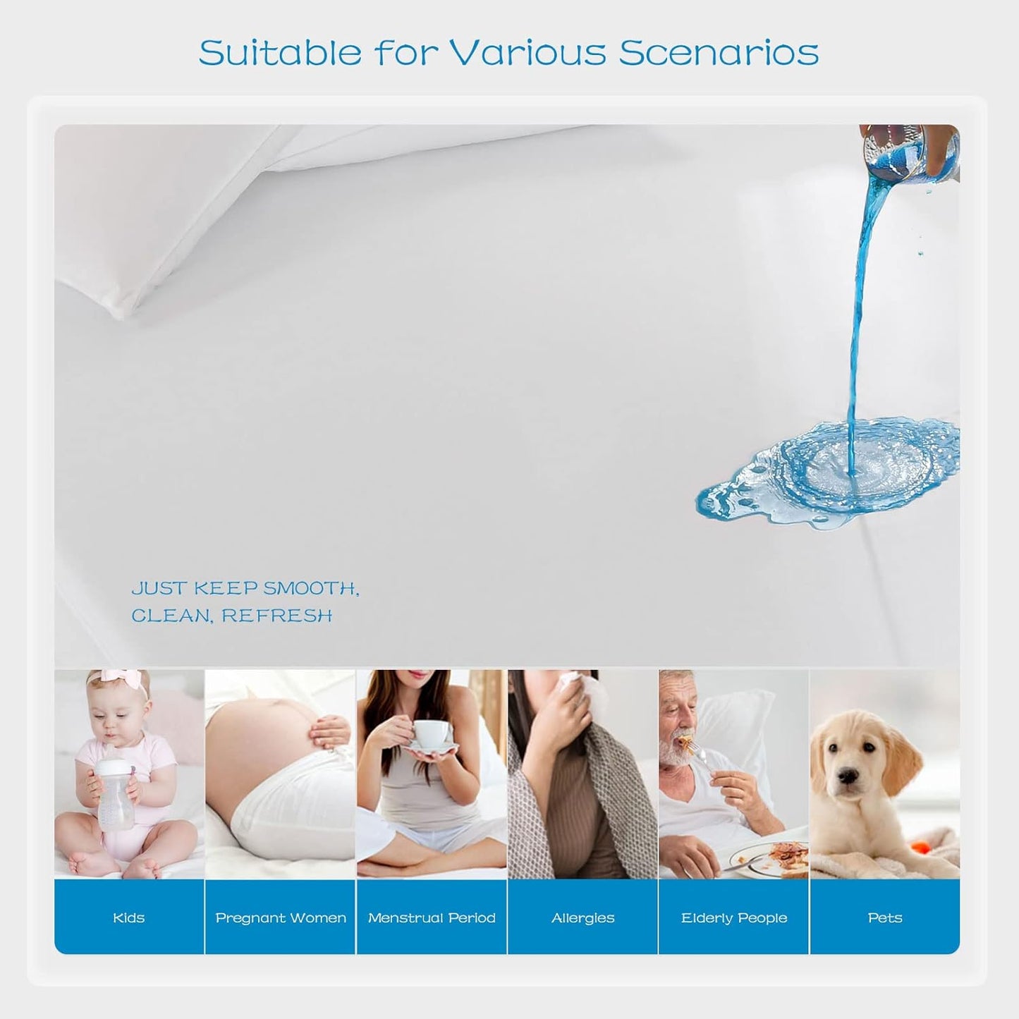 2 Pack Twin Mattress Protector Waterproof, Breathable & Noiseless Waterproof Mattress Protector Fitted Deep Pocket from 5" to 19", Smooth Twin Mattress Cover Machine Washable