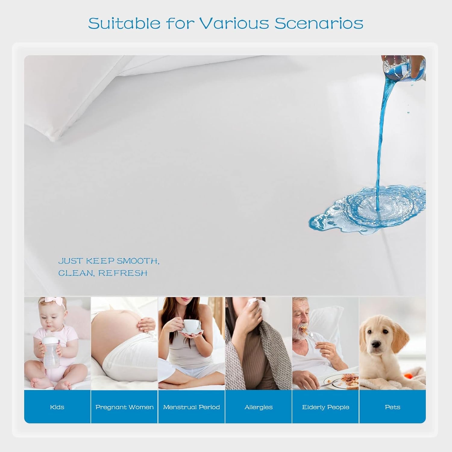 2 Pack Twin Mattress Protector Waterproof, Breathable & Noiseless Waterproof Mattress Protector Fitted Deep Pocket from 5" to 19", Smooth Twin Mattress Cover Machine Washable