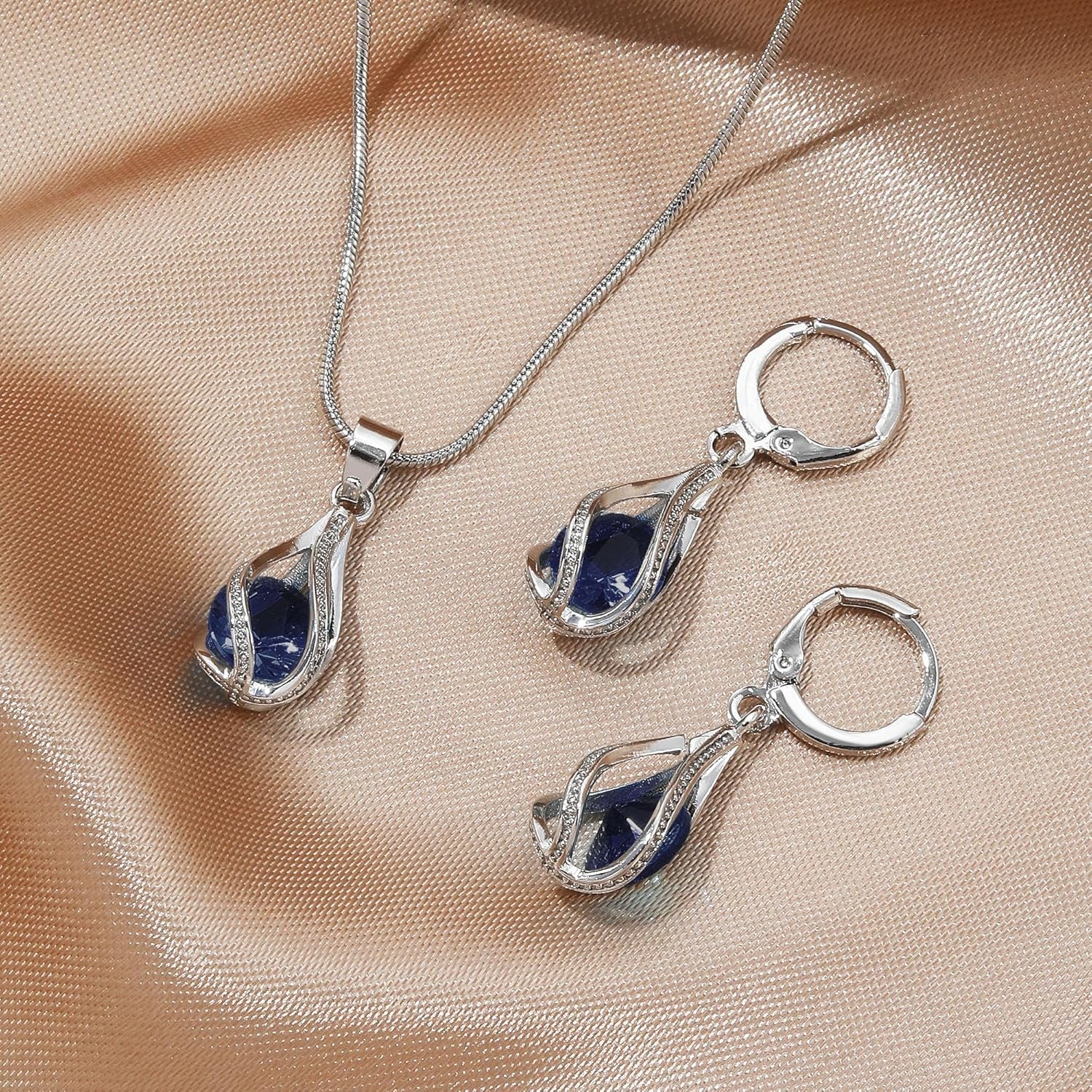 Silver Jewelry Sets for Women Rhinestone