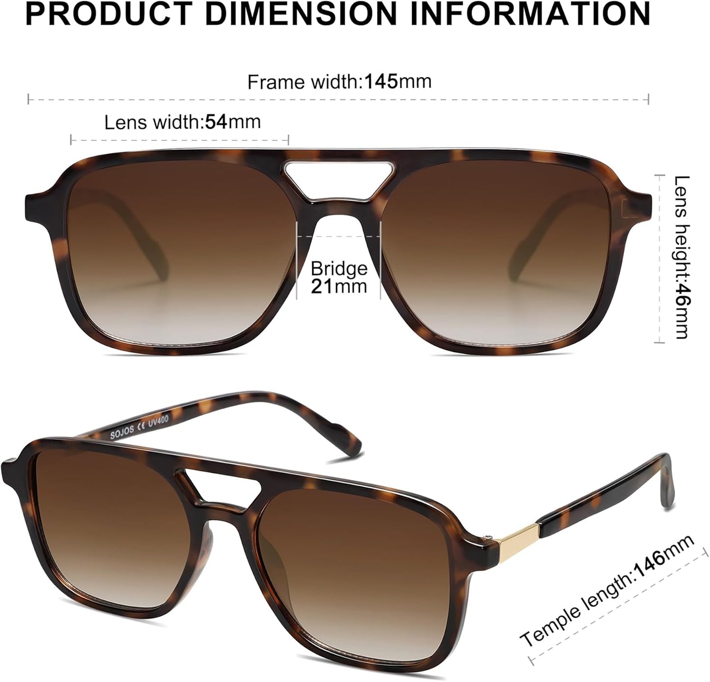 Retro Aviator Sunglasses for Women Men