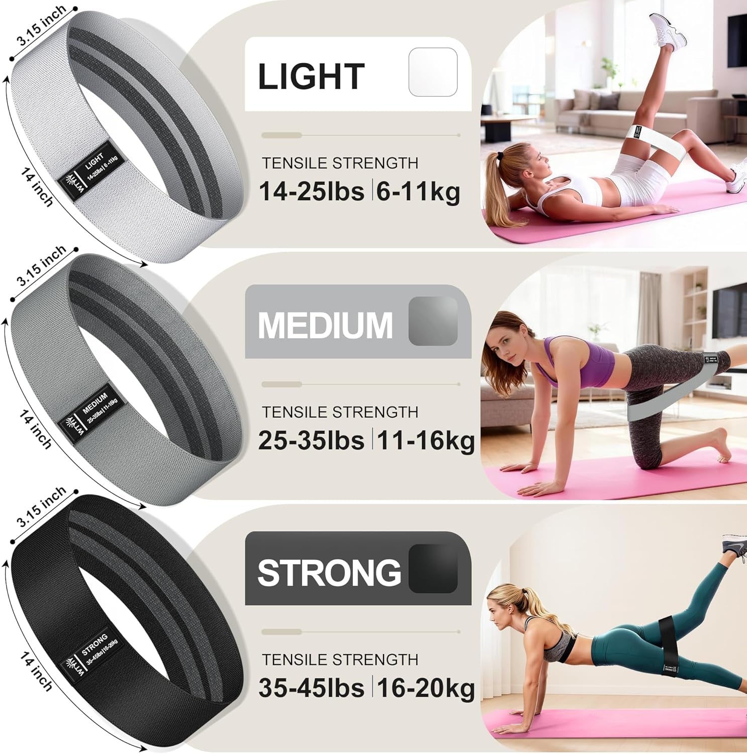 Fabric Resistance Bands for Working Out