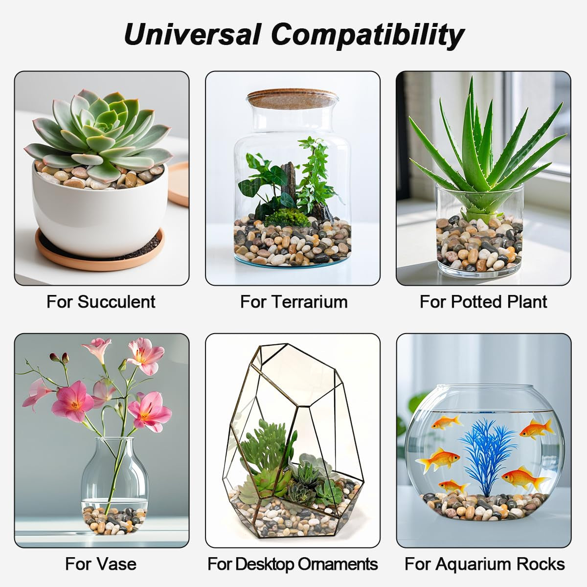 Succulent Rocks, River Rocks, Decorative Ornamental Pebbles Garden Landscaping Stones Gravel Filler for Home Decoration Flower Bed Fish Tank Plants Vases Succulents