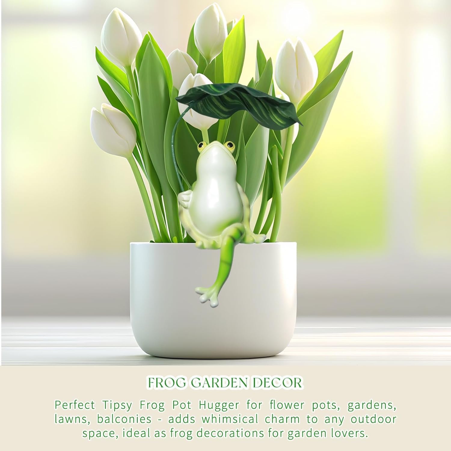 Frog Statue for Garden Umbrella,Tipsy Frog Pot Hugger
