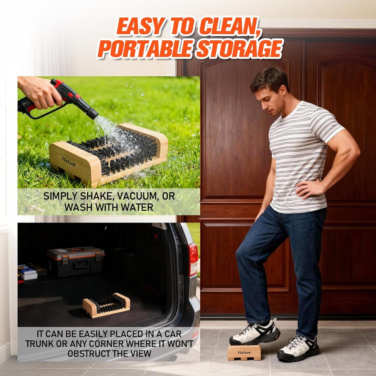 Wooden Boot Brush Scraper Outdoor - Boot Scrubber